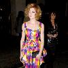 Nicola Roberts
 Girls Aloud singer leaving her hotel with friends wearing a colourful dress
London, England.