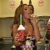 Aubrey O'Day 
visits Millions of Milkshakes in West Hollywood to create her own shake
 Los Angeles, California, USA.