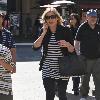 Eastenders' star Michelle Collins takes a break from shopping to eat lunch at The Grove.
Los Angeles, California.