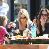 Brooke Burkehas lunch with a her daughter Neriah and a friend in Malibu Lumber Yard  Los Angeles, California.