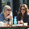 Brooke Burkehas lunch with a her daughter Neriah and a friend in Malibu Lumber Yard  Los Angeles, California.