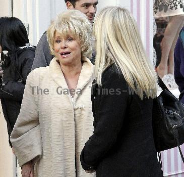 Barbara Windsor
filming scenes for 'Eastenders' on location in Carnaby Street. Barbara Windsor, who plays Peggy Mitchell, is due to leave the soap opera soon.
London, England.