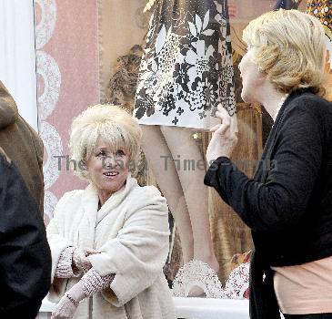 Barbara Windsor
filming scenes for 'Eastenders' on location in Carnaby Street. Barbara Windsor, who plays Peggy Mitchell, is due to leave the soap opera soon.
London, England.