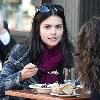 Katie Lee eating lunch with a friend at Bar Pitti in Manhattan's West Village
New York City, USA.