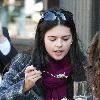 Katie Lee eating lunch with a friend at Bar Pitti in Manhattan's West Village
New York City, USA.