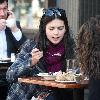 Katie Lee eating lunch with a friend at Bar Pitti in Manhattan's West Village
New York City, USA.