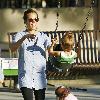 Jessica Alba playing with their daughter at a Beverly Hills park.Los Angeles.