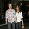 Kevin Jonas and his new wife Danielle out for a romantic walk through The Grove after having dinner 
Hollywood, USA.