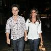 Kevin Jonas and his new wife Danielle out for a romantic walk through The Grove after having dinner 
Hollywood, USA.