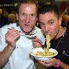 Celebrity Chef Gino D'Acampo
cooking fettuccine carbonara at Connswater Shopping Centre during the Great Belfast Menu culinary challenge as part of the first ever 'Great Belfast Food Week'.
Belfast, Northern Ireland.