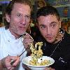 Celebrity Chef Gino D'Acampo
cooking fettuccine carbonara at Connswater Shopping Centre during the Great Belfast Menu culinary challenge as part of the first ever 'Great Belfast Food Week'.
Belfast, Northern Ireland.