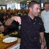 Celebrity Chef Gino D'Acampo
cooking fettuccine carbonara at Connswater Shopping Centre during the Great Belfast Menu culinary challenge as part of the first ever 'Great Belfast Food Week'.
Belfast, Northern Ireland.