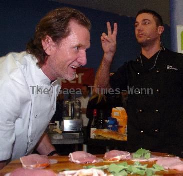 Celebrity Chef Gino D'Acampo
cooking fettuccine carbonara at Connswater Shopping Centre during the Great Belfast Menu culinary challenge as part of the first ever 'Great Belfast Food Week'.
Belfast, Northern Ireland.