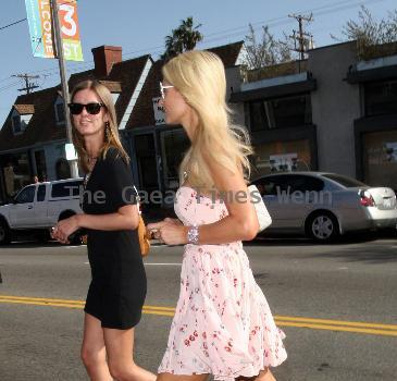 Nicky Hilton and Paris Hilton go shopping on 3rd Street after having lunch at Toast in West Hollywood Los Angeles.