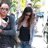 Rachel Bilson wearing torn jeans leaves a restaurant in Hollywood. Los Angeles.