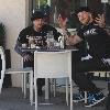 Joel Madden and a friend have breakfast at a cafe in HollywoodLos Angeles.