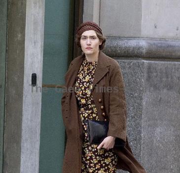 Actress Kate Winslet on her first day of shooting of 'Mildred Pierce'. This is about divorced single mum Mildred Pierce, who decides to open a restaurant business during the depression, which threatens to damage her already-strained relationship with her ambitious eldest daughter, Veda
New York City, USA.