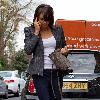 Christine Bleakley leaving home to go to Starbucks London.