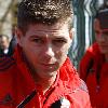 Steven Gerrard
catching a train at Runcorn station as flights out the UK are still halted because of the Icelandic Volcono ash cloud above. The Liverpool football team heading for Spain for their upcomimg UEFA Europa League match against Atletico Madrid.
Cheshire, England.