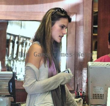 Alessandra Ambrosio out shopping for a cellphone New York City.