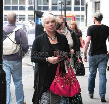 Denise Welch outside San Carlos Restaurant where she attended a business meeting Manchester.