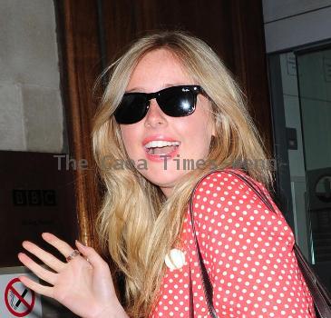 Diane Vickers leaving Radio One, carrying a box of donuts, after getting the number one chart position
London, England.