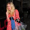 Diane Vickers leaving Radio One, carrying a box of donuts, after getting the number one chart position
London, England.