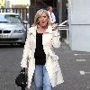 Bernie Nolan leaves the ITV studios after appearing on 'GMTV' London.