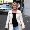 Bernie Nolan leaves the ITV studios after appearing on 'GMTV' London.