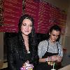 Lindsay Lohan and her sister Ali Lohan create a custom milkshake to auction off for charity at Millions of Milkshakes
 Los Angeles, USA.