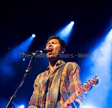 Jonathon Aherne of The Temper Trap performing live at the Shepherds Bush Empire 
London, England.