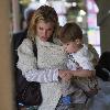 Julie Bowen 
'Modern Family' star eating lunch with her son Oliver Phillips from a Mexican food stand
 Los Angeles, California.