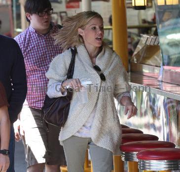 Julie Bowen 
'Modern Family' star eating lunch with her son Oliver Phillips from a Mexican food stand
 Los Angeles, California.