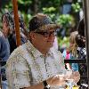 Drew Carey seen talking on the phone while out having lunch at The Grove in Hollywood. Los Angeles.