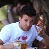 Mark Ballas enjoys lunch with friends in West Hollywood Los Angeles.