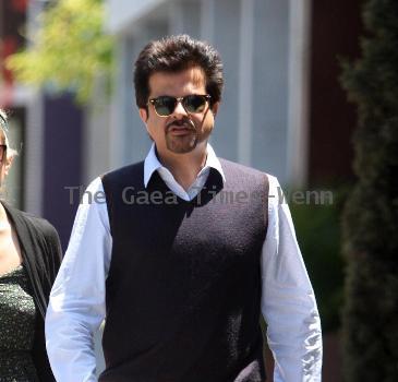 Anil Kapoor and a friend 
arriving to Joan's on Third Cafe to have lunch 
Los Angeles, California.