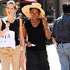 Caroline Chikezie out for lunch at The Grove with a friend Los Angeles.