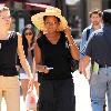 Caroline Chikezie out for lunch at The Grove with a friend Los Angeles.