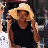 Caroline Chikezie out for lunch at The Grove with a friend Los Angeles.