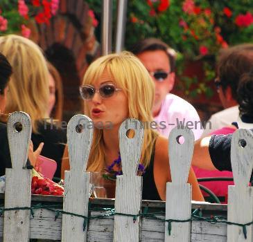 Malin Ackerman 
goes for lunch at the Ivy restaurant on Robertson boulevard with a friend.
Los Angeles, California.