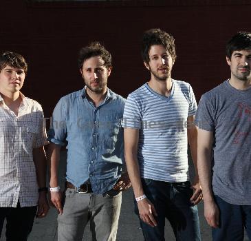 Ryan Heyner, Josh Kolenik, Juan Pieczanski and Jeff Curtin Portrait session with musicians Small Blackat the Bell House in Brooklyn New York City.