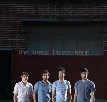 Ryan Heyner, Josh Kolenik, Juan Pieczanski and Jeff Curtin Portrait session with musicians Small Blackat the Bell House in Brooklyn New York City.