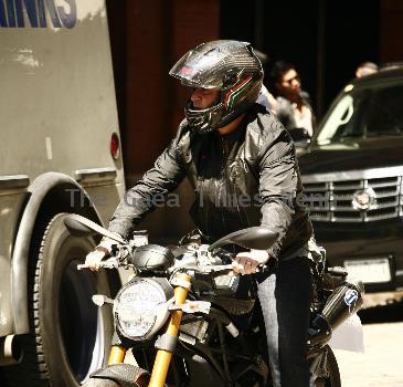 Anthony La Pagliaseen out riding his motorbike in Soho.New York City.