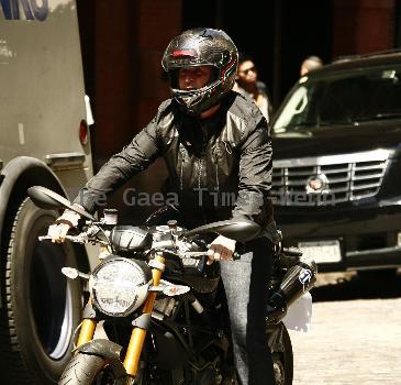 Anthony La Pagliaseen out riding his motorbike in Soho.New York City.