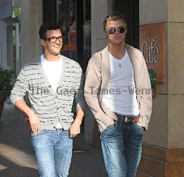 Mark Ballas and Derek Hough go to the cinema together at the Grove 
Los Angeles, California.