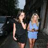 Danielle Lloyd heading for a night out in the West End with a friend. London.