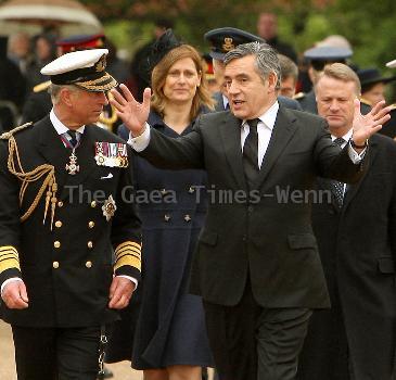 Minister Gordon Brown and his wife Sarah Brown
as they arrive at a VE Day reception, hosted by the Royal British Legion, at Horse Guards Parade
London, England.