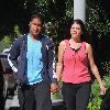 Sam Poueu and Stephanie Anderson
 contestants on 'The Biggest Loser' who found love while on the show, go for a morning workout 
Los Angeles, California.