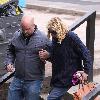 Courtney Love looking exhausted as she needs help getting down the stairs as she arrives at the 02 Academy in Birmingham, ahead of her show with band HoleBirmingham.