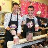 Maksim Chmerkovskiy and Tony Dovolani 
from 'Dancing with the Stars' concoct their own custom shake at Millions of Milkshakes in West Hollywood
 Los Angeles, California.